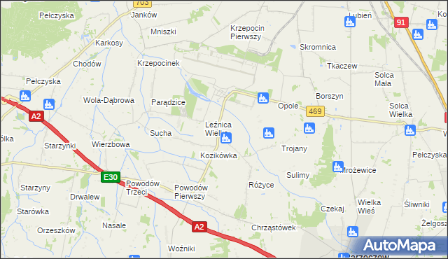 mapa Różyce Żmijowe, Różyce Żmijowe na mapie Targeo