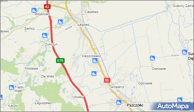 mapa Różyny, Różyny na mapie Targeo