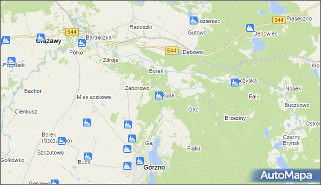 mapa Ruda gmina Górzno, Ruda gmina Górzno na mapie Targeo