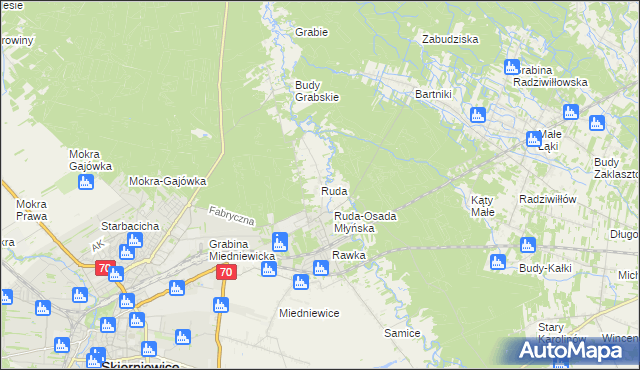 mapa Ruda gmina Skierniewice, Ruda gmina Skierniewice na mapie Targeo