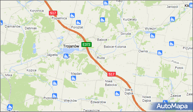mapa Ruda gmina Trojanów, Ruda gmina Trojanów na mapie Targeo