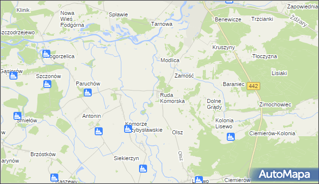 mapa Ruda Komorska, Ruda Komorska na mapie Targeo