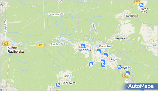 mapa Ruda Kozielska, Ruda Kozielska na mapie Targeo