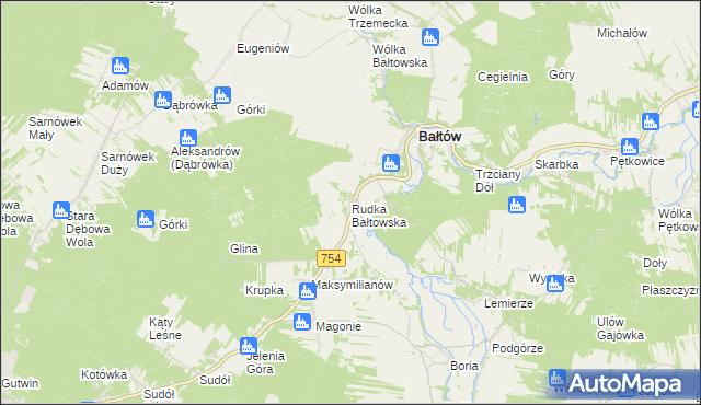 mapa Rudka Bałtowska, Rudka Bałtowska na mapie Targeo