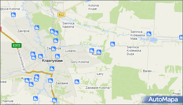 mapa Rudka gmina Siennica Różana, Rudka gmina Siennica Różana na mapie Targeo