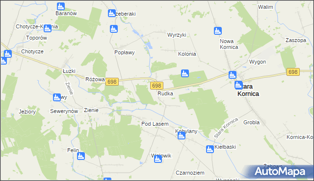 mapa Rudka gmina Stara Kornica, Rudka gmina Stara Kornica na mapie Targeo
