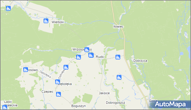 mapa Rudki gmina Wałcz, Rudki gmina Wałcz na mapie Targeo