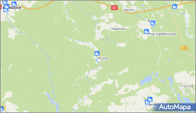 mapa Rudna gmina Krzeszyce, Rudna gmina Krzeszyce na mapie Targeo