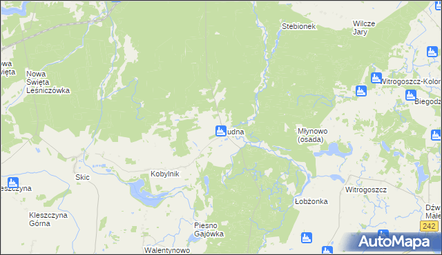 mapa Rudna gmina Złotów, Rudna gmina Złotów na mapie Targeo