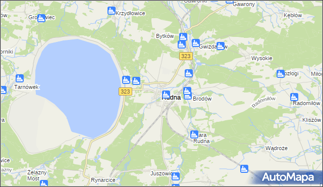 mapa Rudna powiat lubiński, Rudna powiat lubiński na mapie Targeo