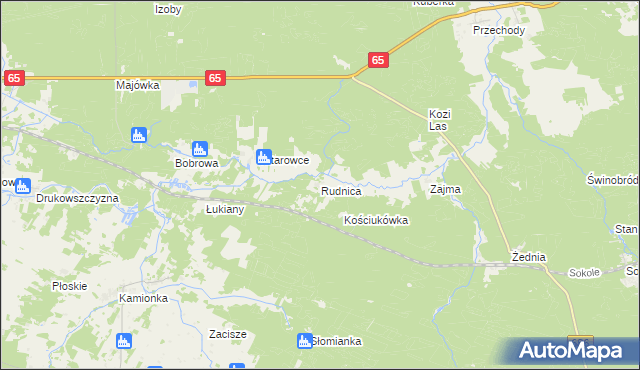 mapa Rudnica gmina Zabłudów, Rudnica gmina Zabłudów na mapie Targeo