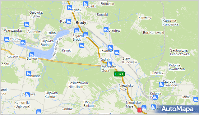 mapa Rudnik gmina Brody, Rudnik gmina Brody na mapie Targeo