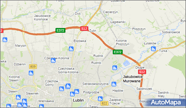 mapa Rudnik gmina Wólka, Rudnik gmina Wólka na mapie Targeo