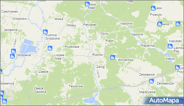 mapa Rudniki gmina Koniecpol, Rudniki gmina Koniecpol na mapie Targeo