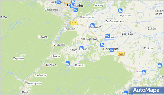 mapa Rudno gmina Borkowice, Rudno gmina Borkowice na mapie Targeo