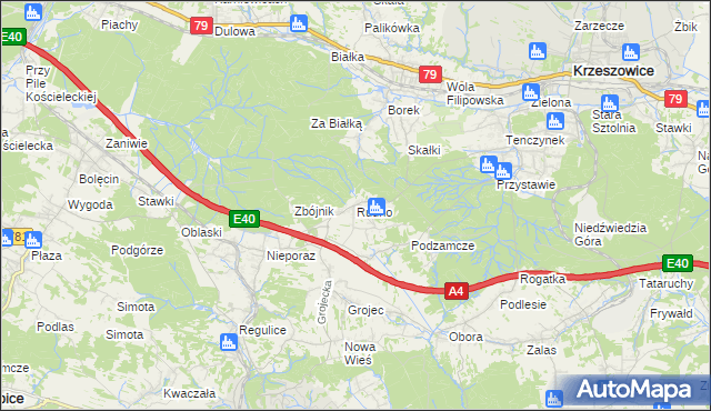 mapa Rudno gmina Krzeszowice, Rudno gmina Krzeszowice na mapie Targeo