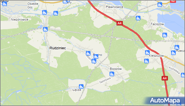 mapa Rudno gmina Rudziniec, Rudno gmina Rudziniec na mapie Targeo