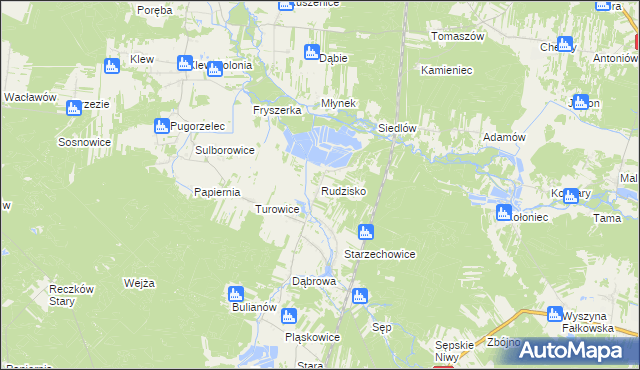 mapa Rudzisko gmina Fałków, Rudzisko gmina Fałków na mapie Targeo