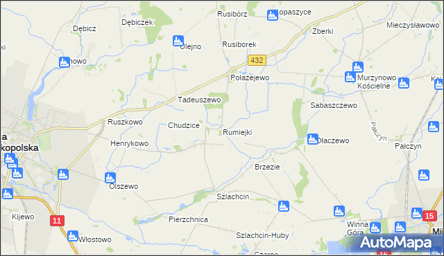 mapa Rumiejki gmina Środa Wielkopolska, Rumiejki gmina Środa Wielkopolska na mapie Targeo