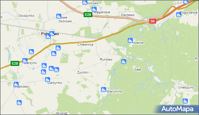 mapa Runowo gmina Potęgowo, Runowo gmina Potęgowo na mapie Targeo