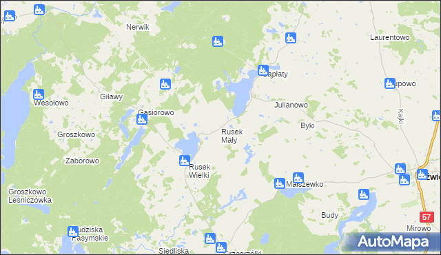 mapa Rusek Mały, Rusek Mały na mapie Targeo