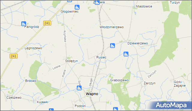 mapa Rusiec gmina Wapno, Rusiec gmina Wapno na mapie Targeo