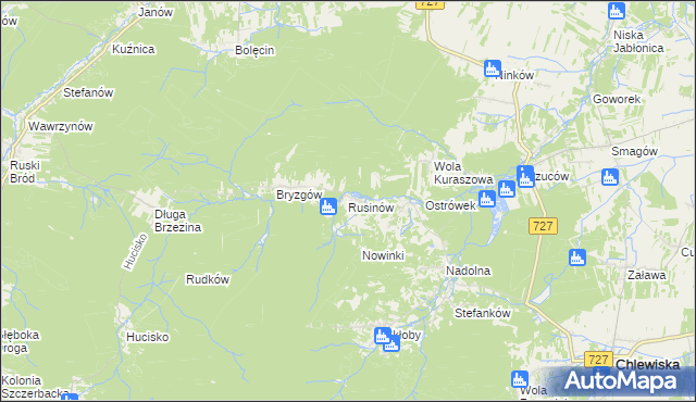 mapa Rusinów gmina Borkowice, Rusinów gmina Borkowice na mapie Targeo