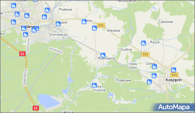 mapa Rusinowice, Rusinowice na mapie Targeo