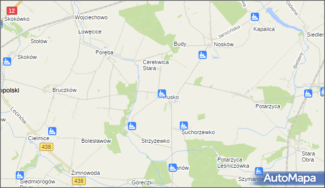 mapa Rusko gmina Jaraczewo, Rusko gmina Jaraczewo na mapie Targeo