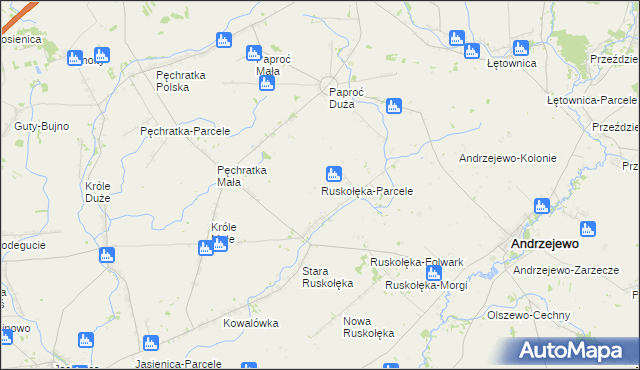 mapa Ruskołęka-Parcele, Ruskołęka-Parcele na mapie Targeo