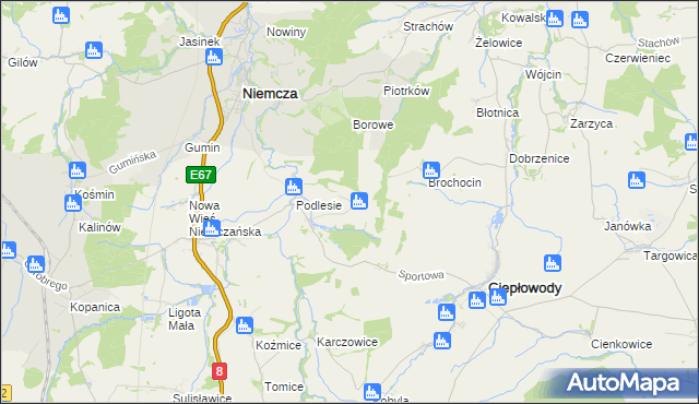 mapa Ruszkowice gmina Niemcza, Ruszkowice gmina Niemcza na mapie Targeo