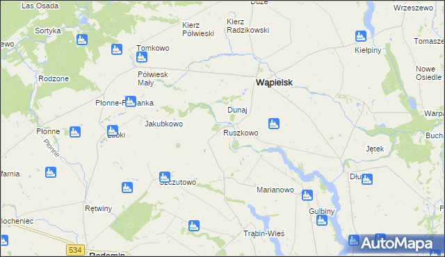 mapa Ruszkowo gmina Wąpielsk, Ruszkowo gmina Wąpielsk na mapie Targeo