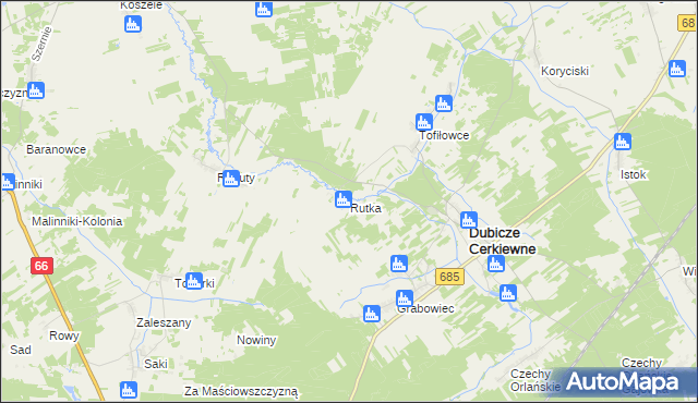 mapa Rutka gmina Dubicze Cerkiewne, Rutka gmina Dubicze Cerkiewne na mapie Targeo
