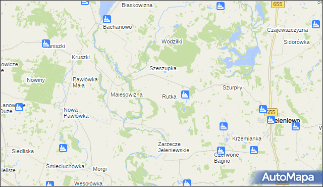 mapa Rutka gmina Jeleniewo, Rutka gmina Jeleniewo na mapie Targeo