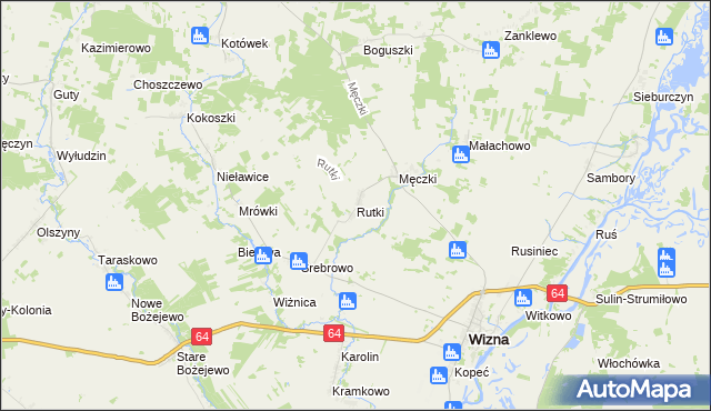 mapa Rutki gmina Wizna, Rutki gmina Wizna na mapie Targeo