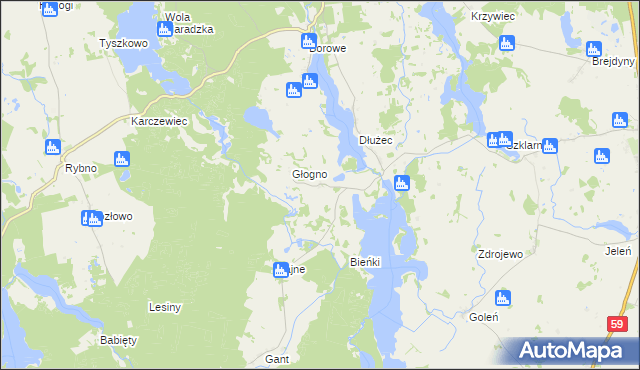 mapa Rutkowo gmina Piecki, Rutkowo gmina Piecki na mapie Targeo
