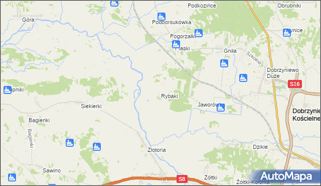 mapa Rybaki gmina Dobrzyniewo Duże, Rybaki gmina Dobrzyniewo Duże na mapie Targeo