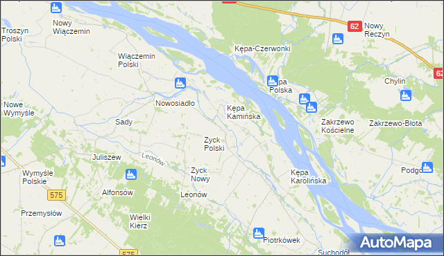 mapa Rybaki gmina Słubice, Rybaki gmina Słubice na mapie Targeo