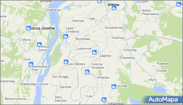 mapa Rybaki gmina Wilków, Rybaki gmina Wilków na mapie Targeo