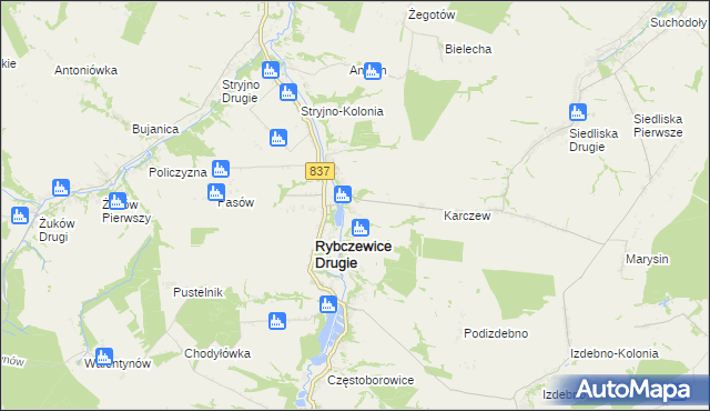 mapa Rybczewice Pierwsze, Rybczewice Pierwsze na mapie Targeo