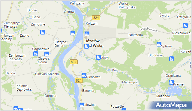 mapa Rybitwy gmina Józefów nad Wisłą, Rybitwy gmina Józefów nad Wisłą na mapie Targeo