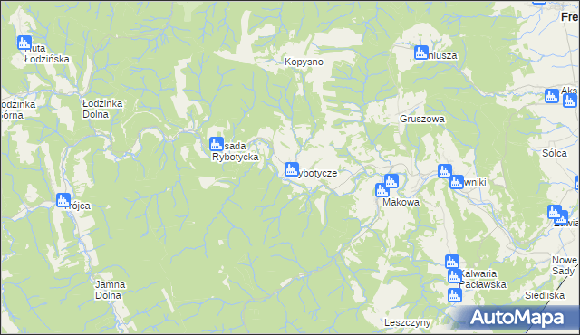 mapa Rybotycze, Rybotycze na mapie Targeo