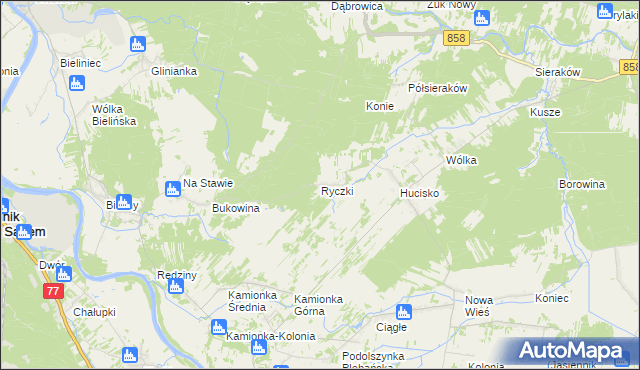 mapa Ryczki, Ryczki na mapie Targeo