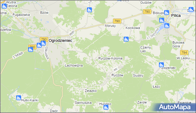 mapa Ryczów-Kolonia, Ryczów-Kolonia na mapie Targeo