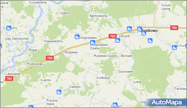 mapa Rydzewo-Gozdy, Rydzewo-Gozdy na mapie Targeo