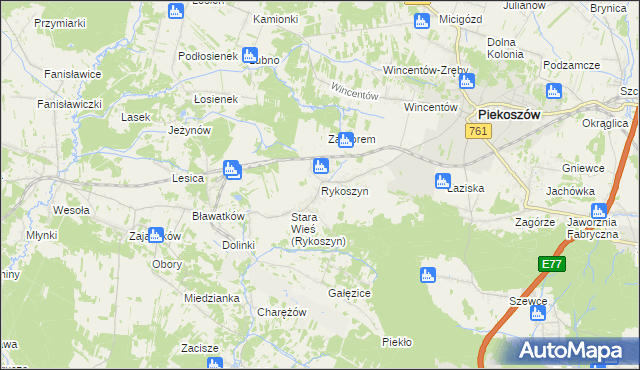 mapa Rykoszyn, Rykoszyn na mapie Targeo