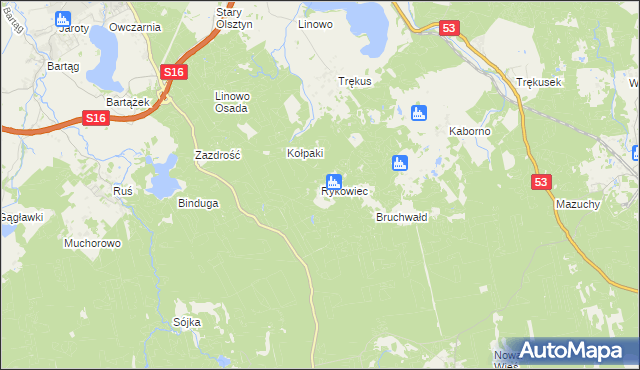 mapa Rykowiec, Rykowiec na mapie Targeo