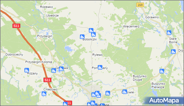 mapa Rylewo, Rylewo na mapie Targeo