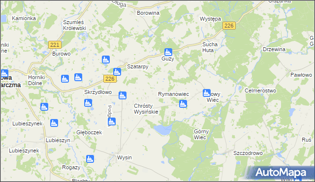 mapa Rymanowiec, Rymanowiec na mapie Targeo