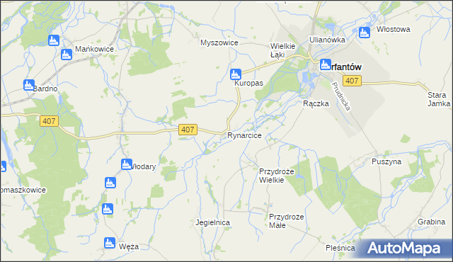 mapa Rynarcice gmina Korfantów, Rynarcice gmina Korfantów na mapie Targeo